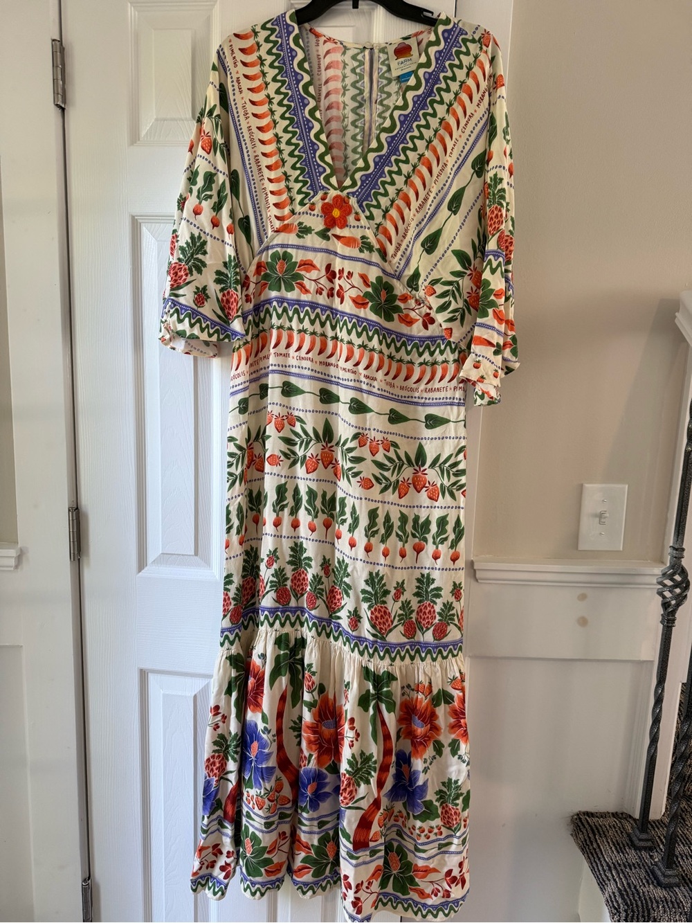 FARM Rio V-Neck Kaftan Maxi Cut-Out Dress Size Large EC1